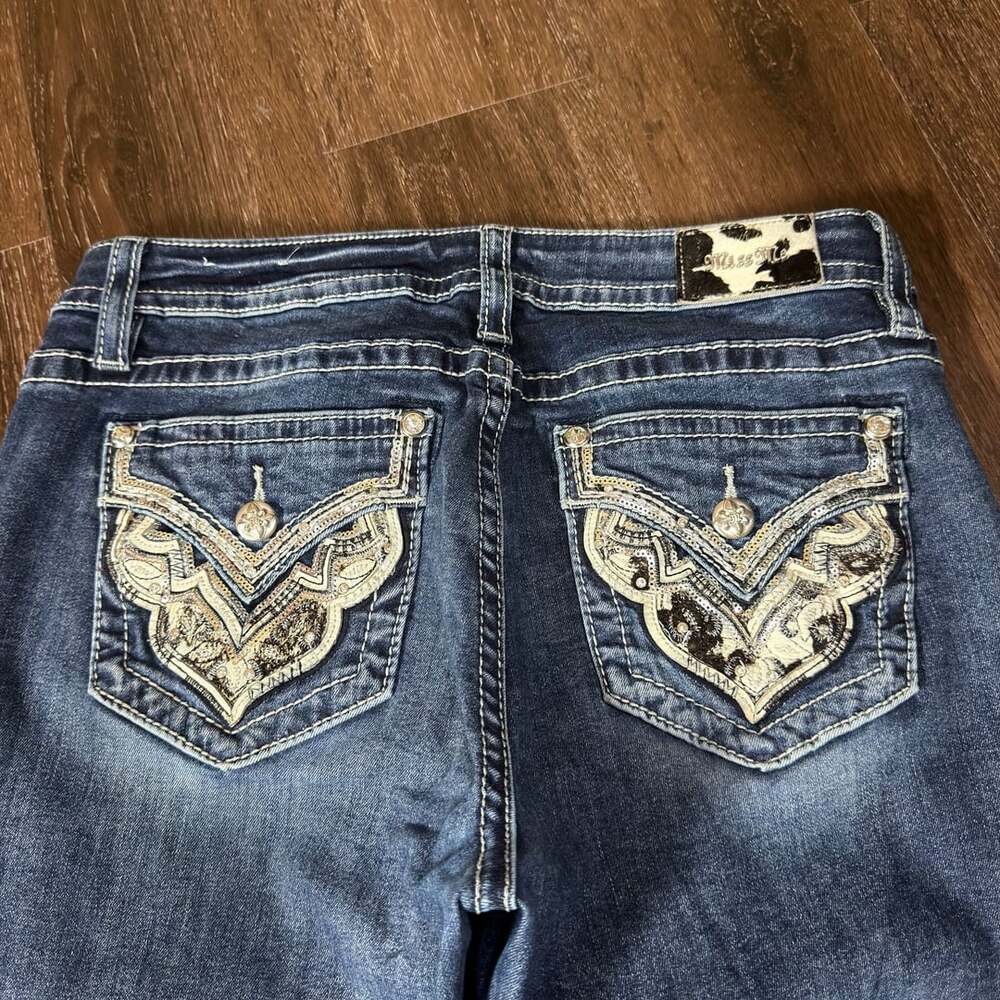 Vintage Miss Me Boot Cut Jeans Size 31 Embellished Pocket Bootcut